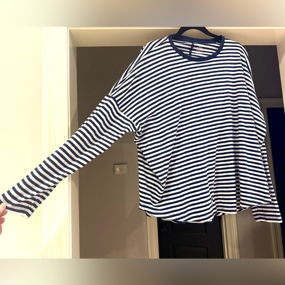 aerie Navy and White Striped Long Sleeve Tee
